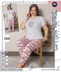 Piżama Damska 100% Bawełna Plus Size Rozmiar: 2XL-3XL-4XL Kod: EAD52-50660