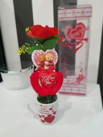 Róża + kubeczek Walentynki 25 cm Kod: EW2401