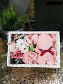 Flower box + miś RÓŻOWY Kod: EW14131