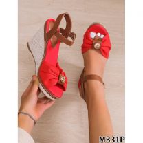 Sandały damskie na obcasie M331 RED